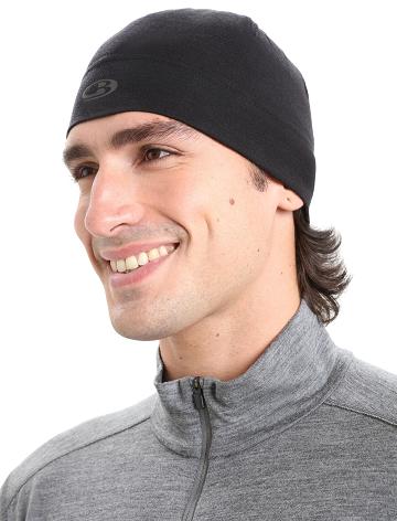 Black Men's Icebreaker Unisex Merino Chase Beanie Hats | USA 1099OKIR